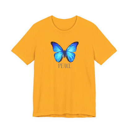 Peace Blue Butterfly Tee — Inspirational Graphic T‑Shirt