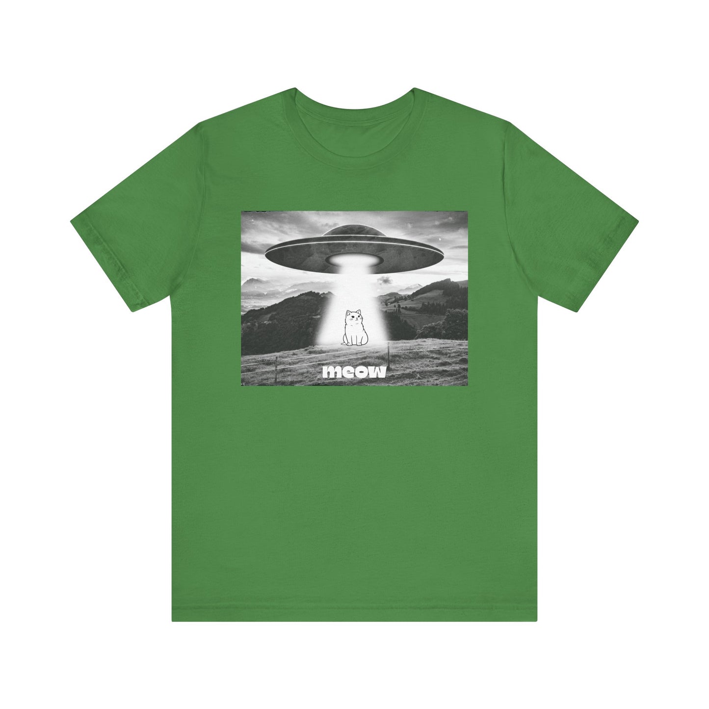 Funny Alien Cat Tee, Unisex Graphic T-Shirt, UFO Lover Gift, Cute Cat Shirt, Quirky Humor Tee, Perfect for Cat Lovers