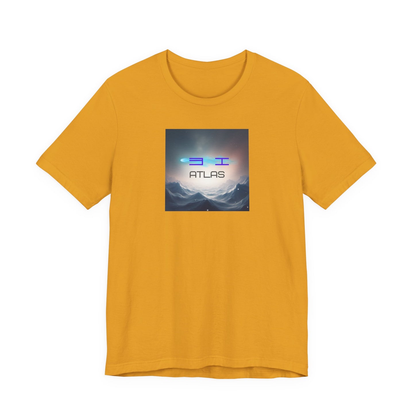 Atlas Mountain Graphic Tee — Futuristic Neon Logo T-Shirt