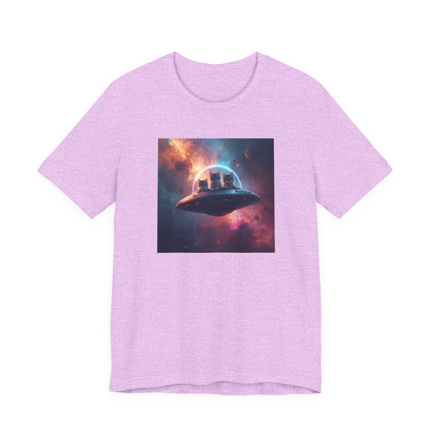 Alien cats UFO Spaceship T-Shirt — Cosmic Galaxy Abduction Tee