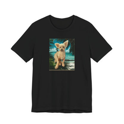 Cute Fennec Fox Graphic Tee — Small Desert Fox on Tropical Beach T-Shirt